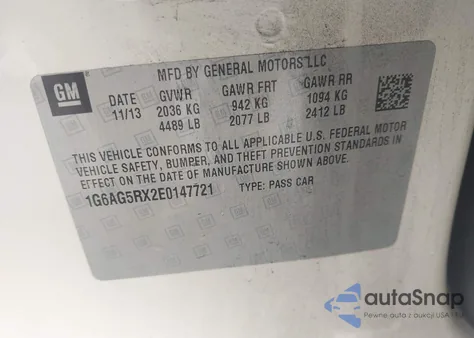 2014 Cadillac Ats Standard from USA, damaged, VIN 1G6AG5RX2E0147721